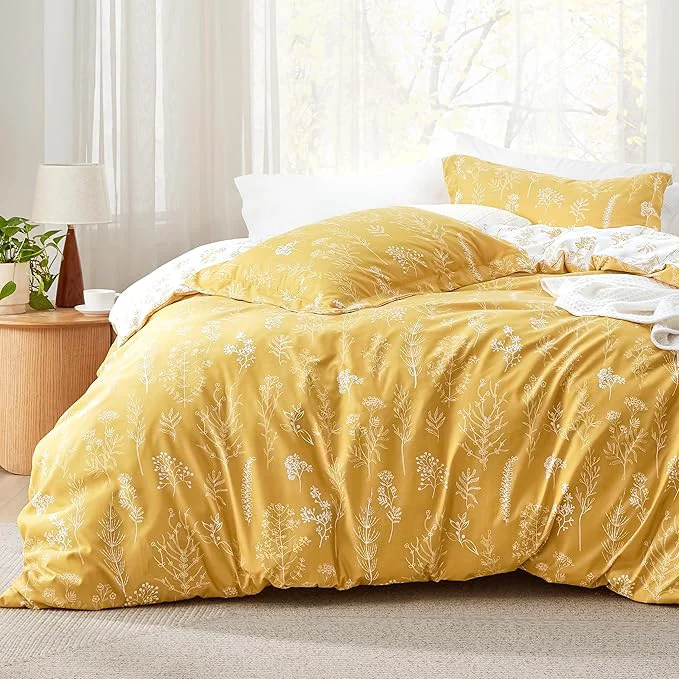 Excellent Bedsure Twin Twin XL Comforter Set - Yellow Bed Set 2 Pieces Cute Floral Bedding 1 Soft Reversible Botanical Flowers Comforter and 1 Pillow Sham Next-Generation