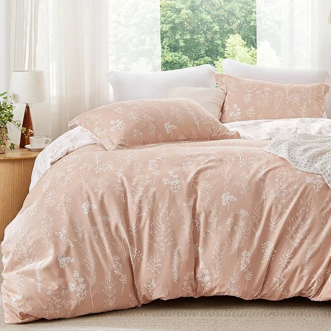 User-Friendly Bedsure Queen Comforter Set - Dusty Rose Bed Set 3 Pieces Cute Floral Bedding 1 Soft Reversible Botanical Flowers Comforter and 2 Pillow Shams First-Class