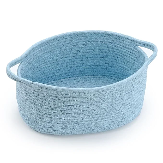 Artisan Happyiren Baby Blue Cute Woven Storage Basket Pure