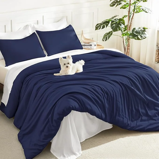 Specialty Litanika Navy Blue Twin Twin XL Comforter Set 2 Pieces Lightweight Solid Bedding Comforter Set All Season Fluffy Bed Set 66x90In Comforter amp 1 Pillowcase Minimalist