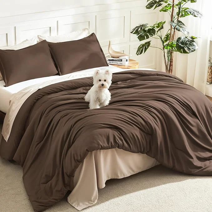 Versatile Litanika Comforters Twin XL Size Brown 2 Pieces Lightweight Solid Bedding Set amp Collections All Season Fluffy Bed Set 68x92 Inches Comforter amp 1 Pillowcase Carefully Designed