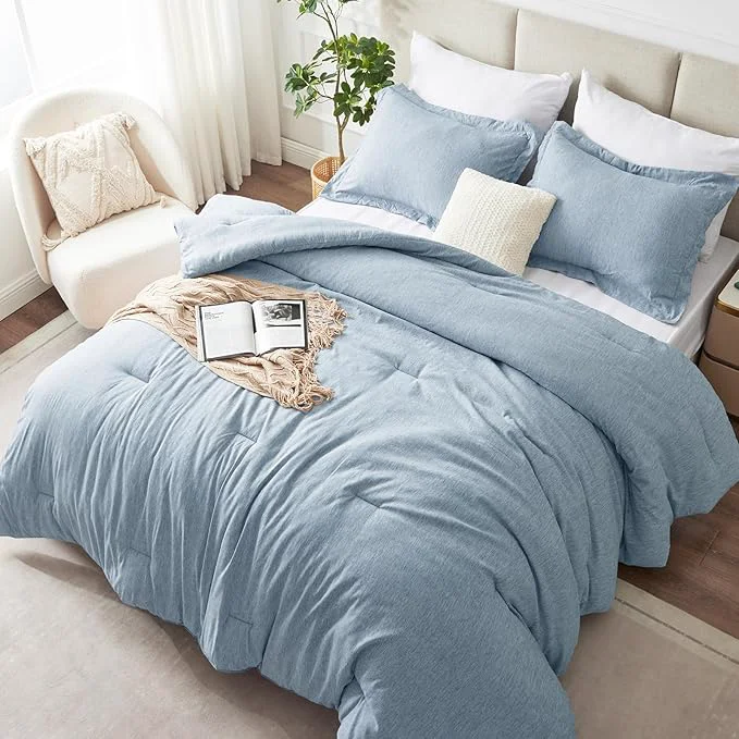 Consistent CozyLux Full Size Comforter Set 3 Pieces Blue Soft Luxury Cationic Dyeing Comforter Full Size Bedding Set Breathable Lightweight Bed Sets with 1 Down Comforter and 2 Pillow Shams Selected