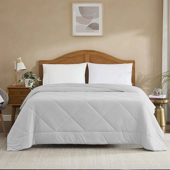 Flexible Oversized Cooling Comforter Twin Twin XL – Reversible Diamond-Quilted Comforter for College Dorms – Lightweight Breathable Bed Blanket for Hot Sleepers Night Sweats amp College Students Silver Soft