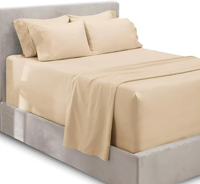 High-End Hearth amp Harbor Extra Deep Pocket Sheets - Fits Mattress 18-24 Inches Deep - Extra Deep Pocket Split King Size Sets - 7 Piece Split King Size - Cream Trusted