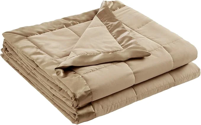 Smooth Madison Park Windom Down Blanket Premium 3M Scotchgard Moisture Wicking Treatment Lightweight and Soft Bed Cover For All Season Satin Trim Brown Full Queen Sustainable