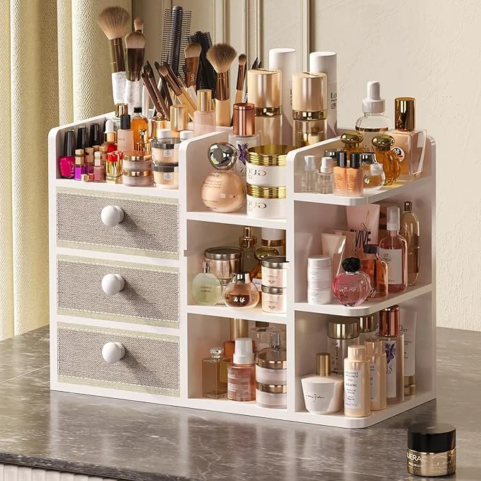 Natural Large Makeup Organizer Countertop Powerful