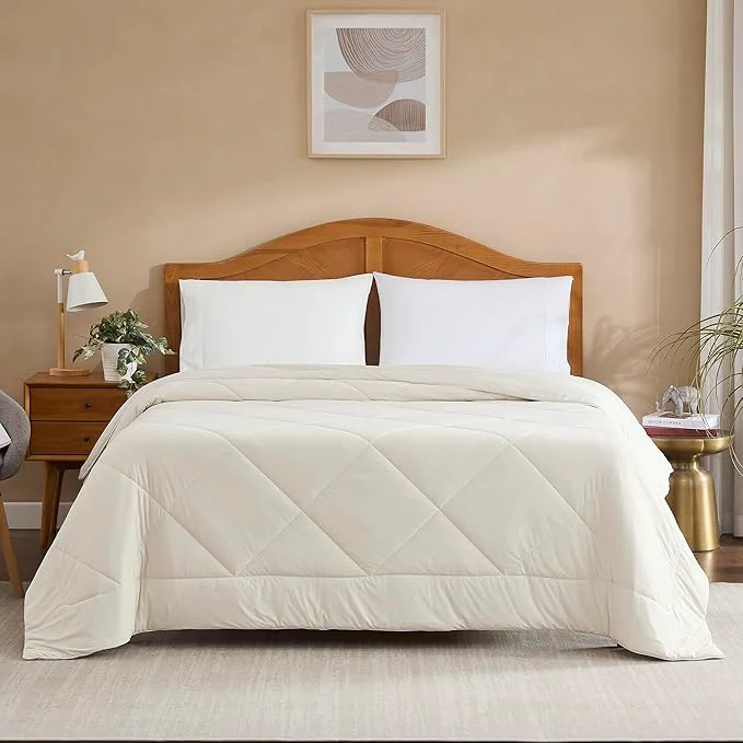 Durable Oversized Cooling Comforter Full Queen – Reversible Diamond-Quilted Comforter Shell with Elegant Trim – Lightweight Breathable Bed Blanket for Hot Sleepers Night Sweats amp All-Season Comfort Beige Functional