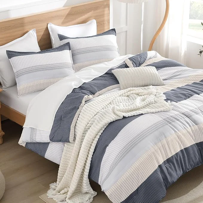 Superior Litanika Comforter Set Twin Twin XL Blue Yellow - 2 Pieces Lightweight Blue Yellow White Colorblock Stripe Fluffy Bedding Comforter Sets All Season Bed Set Solid