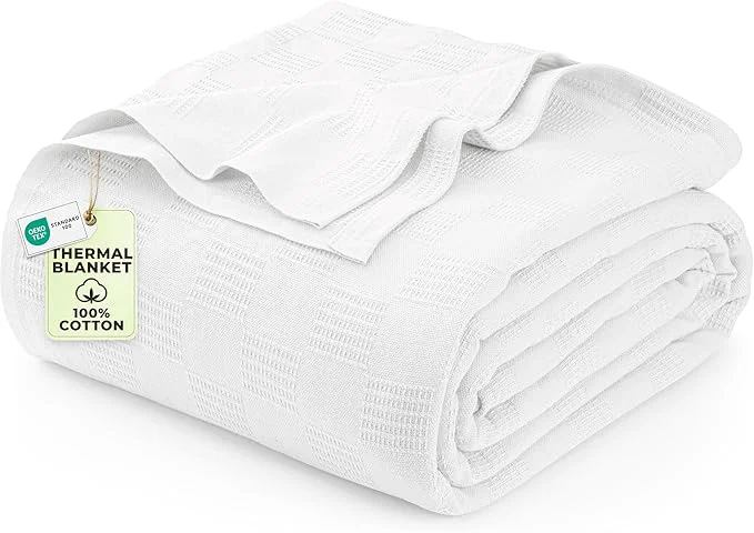 Exceptional Utopia Bedding White Cotton Blanket Twin Size - 90x72 Inch Lightweight Soft and Breathable Thermal Dorm Bed Blanket for All Seasons Responsible