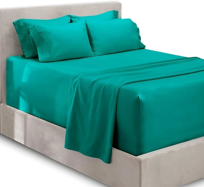 Innovative Hearth amp Harbor Bed Linen Set - Split King Size 6 Piece Extra Deep Pocket Microfiber Teal Elegant