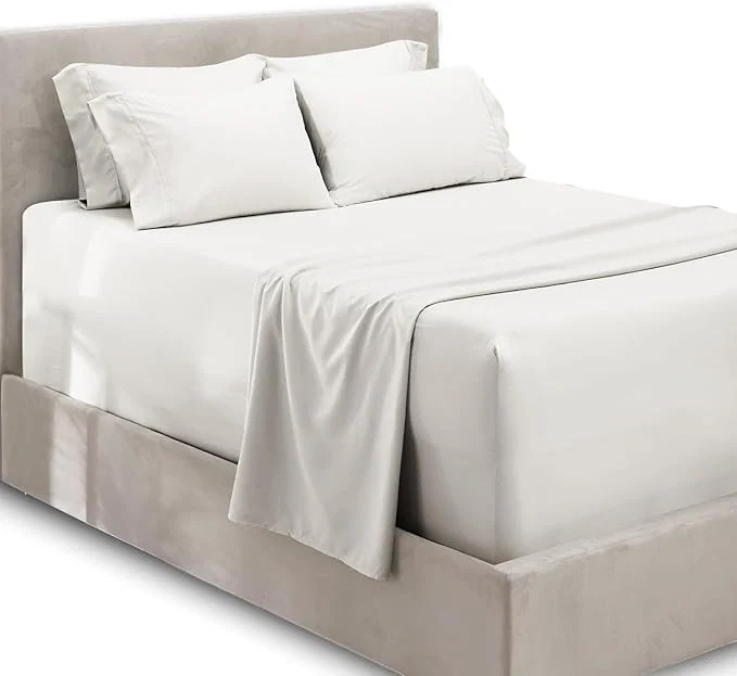 Fast Hearth amp Harbor 6Pc King Size Bed Linen Set - Extra Deep Pocket Sheets 18-24 Inches - Microfiber Sheets - White Pure