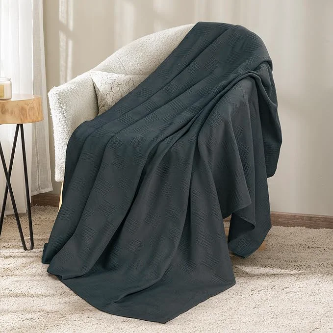Excellent Utopia Bedding Smoke Gray Cotton Blanket Throw Size - 50x60 Inch Lightweight Soft and Breathable Thermal Blanket for All Seasons Recyclable