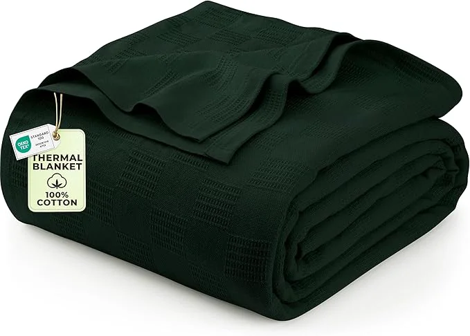 Artisan Utopia Bedding Forest Green Cotton Blanket Twin Size - 90x72 Inch Lightweight Soft and Breathable Thermal Blanket for All Seasons Crafted