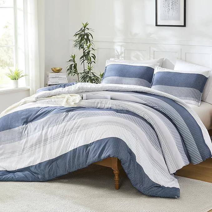 Traditional Litanika Full Comforter Set Mineral Blue - 3 Pieces Lightweight Fluffy Bedding Comforter Sets All Season Down Comforter 1 Comforter 2 Pillowcases High-End