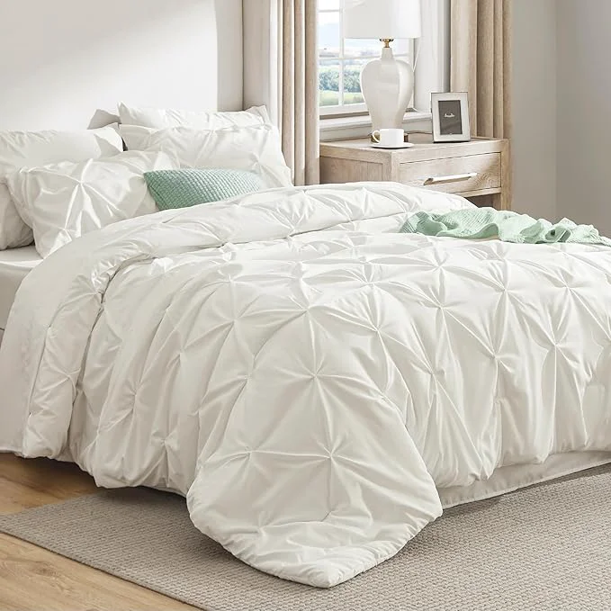 Proven Bedsure California King Comforter Set - Cal King Bed Set 7 Pieces Pinch Pleat Ivory Cali King Bedding Set with Pintuck Comforter Sheets Pillowcases amp Shams Sophisticated