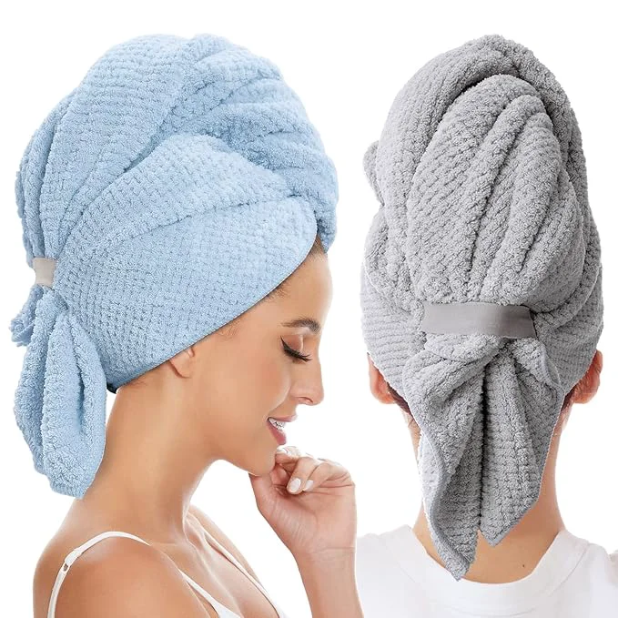 Certified 2 Pack Large Microfiber Hair Towel Wrap Carefully Designed