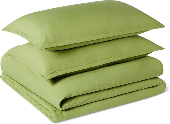 Healthy Amazon Basics Brushed Microfiber Comforter Set Extra Soft with Natural Texture 3-Piece King Green Crafted