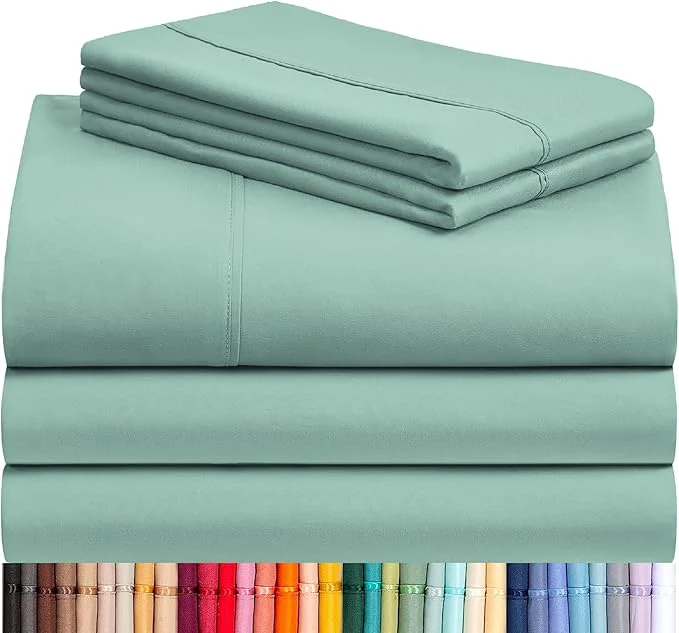 Convenient LuxClub 5 PC Split King Sheet Set Bed Sheets Deep Pockets 18 quot Eco Friendly Wrinkle Cooling Sheets Machine Washable Hotel Bedding Silky Soft - Light Teal Split King Environmentally Friendly