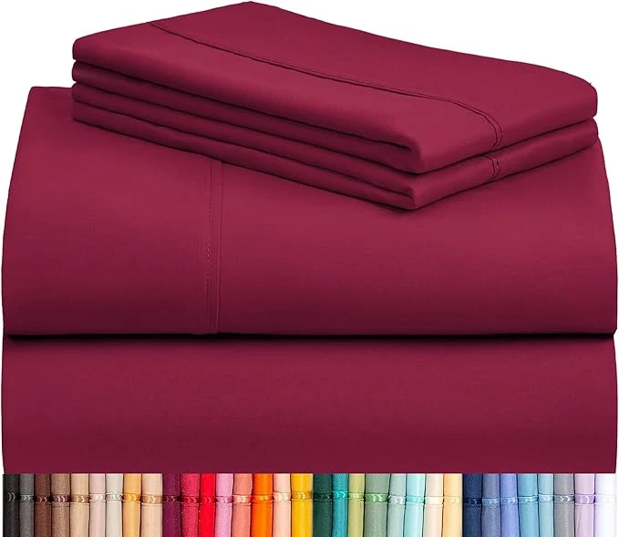 Premium Material LuxClub 4 PC King Sheet Set Breathable Luxury Bed Sheets Deep Pockets 18 quot Wrinkle Cooling Bed Sheets Machine Washable Hotel Bedding Silky Soft - Burgundy King High-Quality