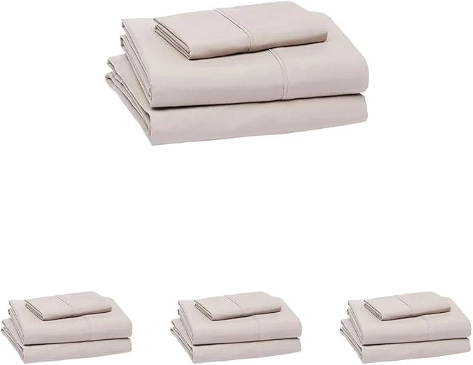 Reusable Amazon Basics Lightweight Super Soft Easy Care Microfiber 3-Piece Bed Sheet Set with 14-Inch Deep Pockets Twin XL Taupe Solid Pack of 4 Effective