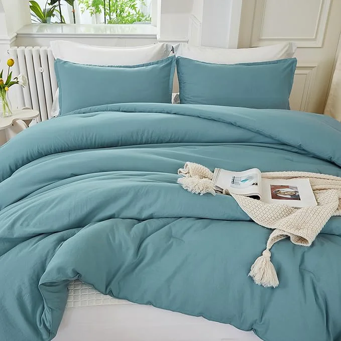Organic Litanika Grayish Teal Comforter Set Twin Twin XL Size 2 Pieces Lightweight Solid Bedding Comforter Set All Season Fluffy Bed Set 66x90In Comforter amp 1 Pillowcase Sophisticated