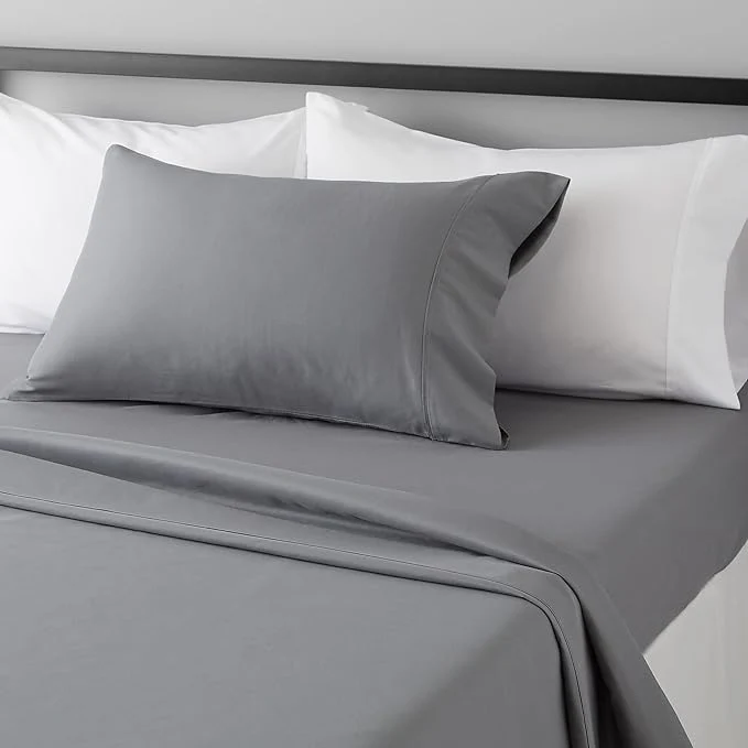 Fine Crafted Amazon Basics Lightweight Super Soft Easy Care Wrinkle- Breathable Brushed Microfiber 3-Piece Bed Sheet Set with 14-Inch Deep Pockets Twin Dark Gray Solid Superior