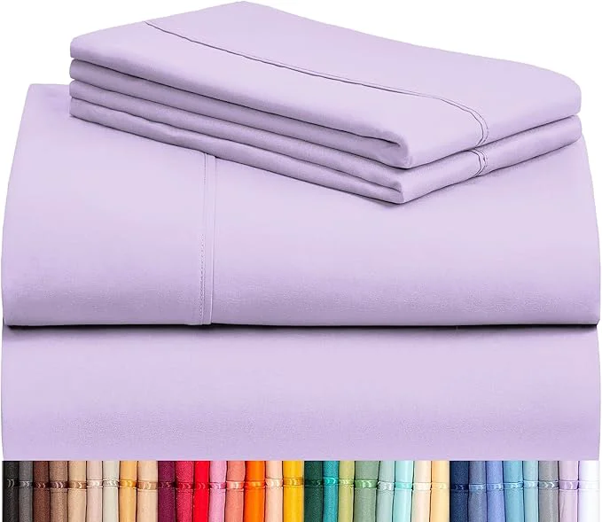 Lightweight LuxClub 4 PC King Sheet Set Breathable Luxury Bed Sheets Deep Pockets 18 quot Wrinkle Cooling Bed Sheets Machine Washable Hotel Bedding Silky Soft - Lavender King Easy-to-Use