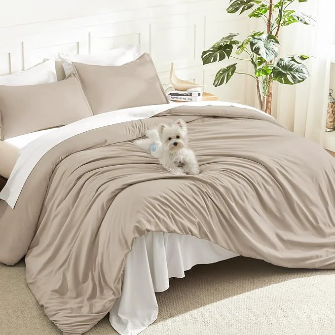 Fast Litanika Comforters Khaki Oversized King Size 3 Pieces Lightweight Solid Bedding Comforter Set All Season Fluffy Bed Set 120x98In Comforter amp 2 Pillowcases Original Design