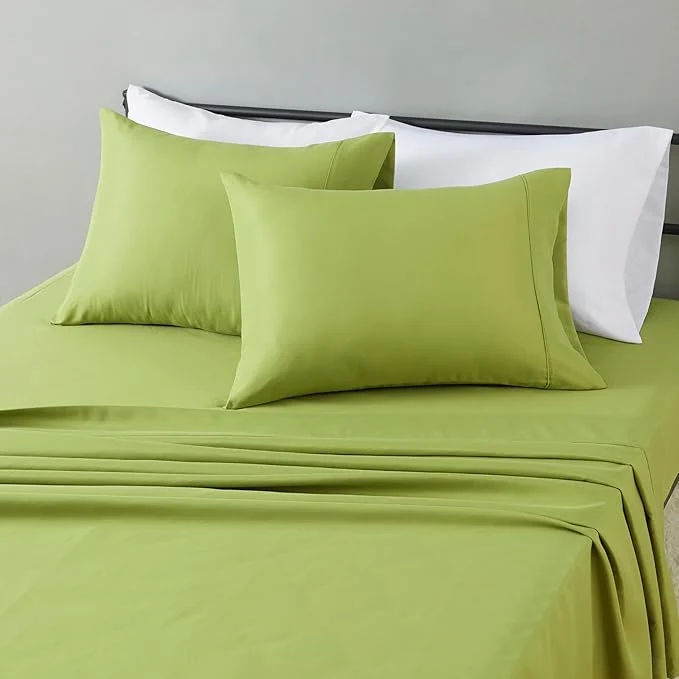 Long-Lasting Amazon Basics Lightweight Microfiber 4-Piece Bed Sheet Set Full Oliver Light Solid Stylish