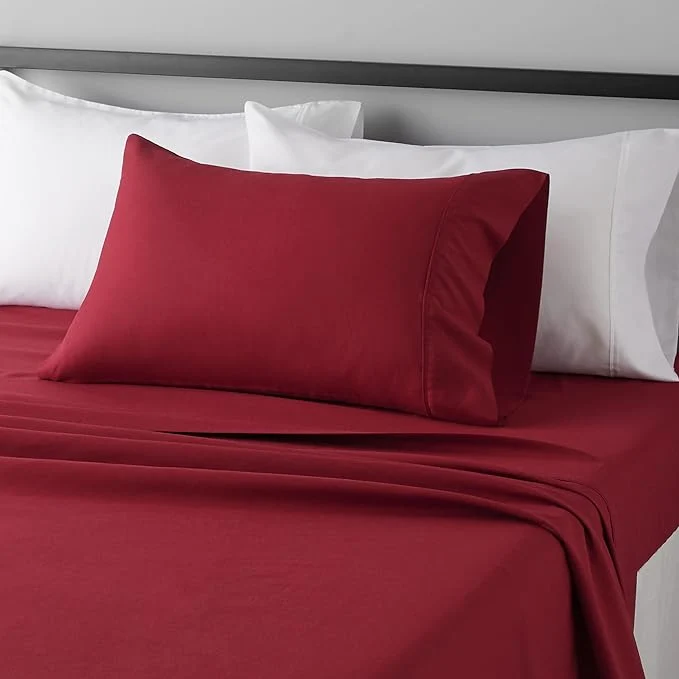 Fine Crafted Amazon Basics Lightweight Super Soft Easy Care Wrinkle Breathable Brushed Microfiber 3 Piece Bed Sheet Set with 14-Inch Deep Pockets Twin Burgundy Solid Smooth