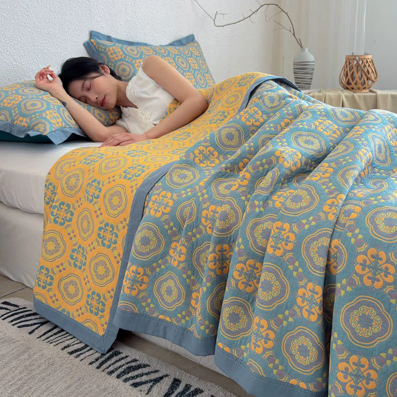 Trusted Ownkoti Boho 3-layer Muslin Reversible Bedspread Quilt Top-Quality