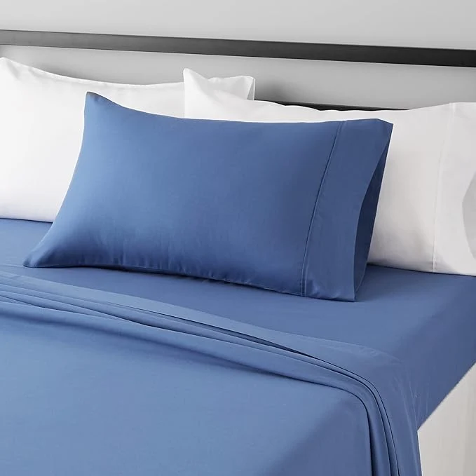 Enhanced Amazon Basics Lightweight Ultra-Soft Breathable Brushed Microfiber 3-Piece Bed Sheet Set with 14-Inch Deep Pockets Wrinkle Resistant Twin XL Dutch Blue Solid Functional