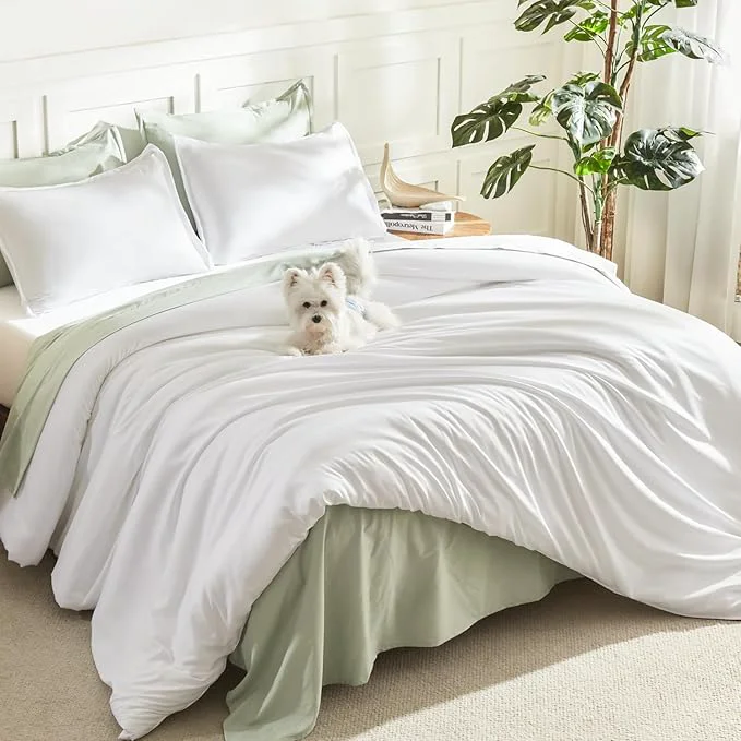 Excellent Litanika California King Comforter Set White - 3 Pieces Cal King Lightweight Soft Plain Bed Comforter Oversized Down Bedding Set - Machine Washable 104x96In 2 Pillowcases User-Friendly