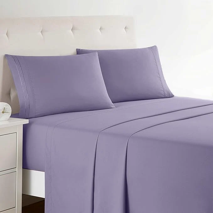 Clara Clark Bed Sheets Premier 1800 Series 4 Piece Bed Sheet Set Deep Pocket Wrinkle Fade Stain Resistant Luxury Soft Bedding Sheets amp Pillowcases Split King Lavender Carefully Designed