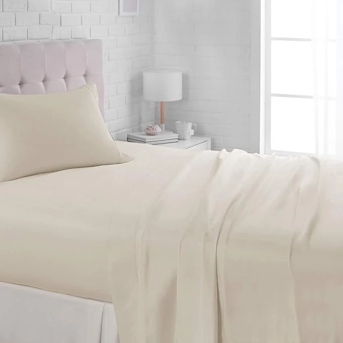 Smart Amazon Basics Lightweight Super Soft Easy Care Wrinkle Breathable Brushed Microfiber 3-Piece Bed Sheet Set with 14-Inch Deep Pockets Twin Beige Solid Responsible
