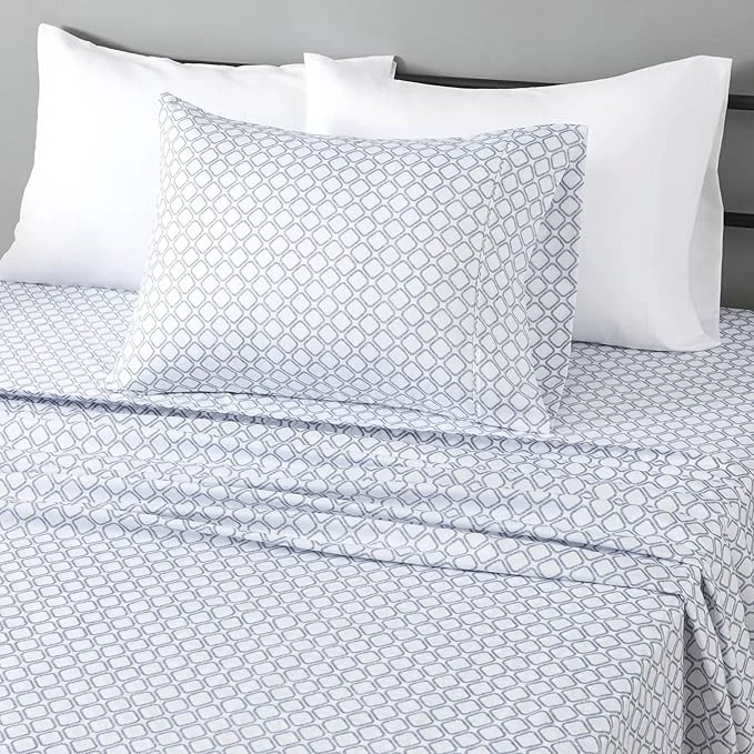 Flexible Amazon Basics Lightweight Microfiber 3-Piece Bed Sheet Set Twin XL Aqua Printed Refined