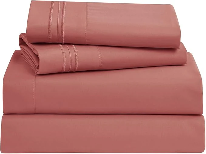 Functional Clara Clark Bed Sheets Premier 1800 Series Bed Sheet Set Deep Pocket Wrinkle Fade Stain Resistant Luxury Soft Bedding Sheets amp Pillowcases Full Pink Clay Quality