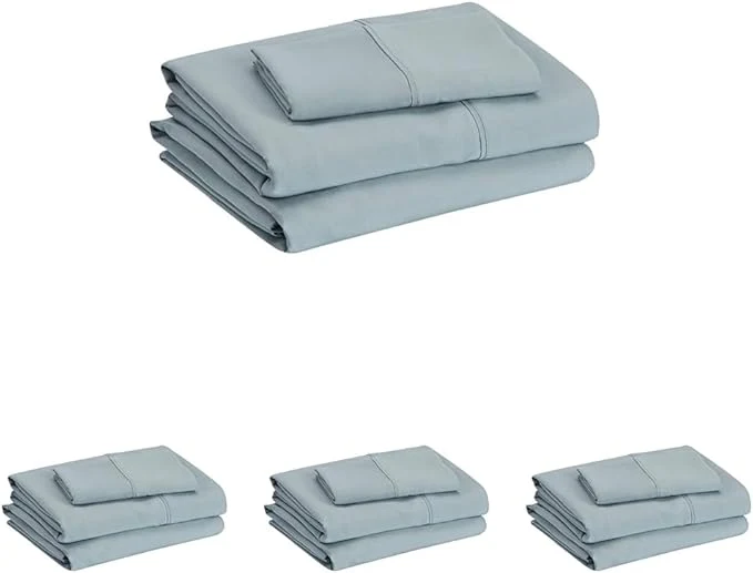 Professional Amazon Basics Lightweight Super Soft Easy Care Microfiber 3 Piece Bed Sheet Set with 14-Inch Deep Pockets Twin XL Spa Blue Solid Pack of 4 Fine