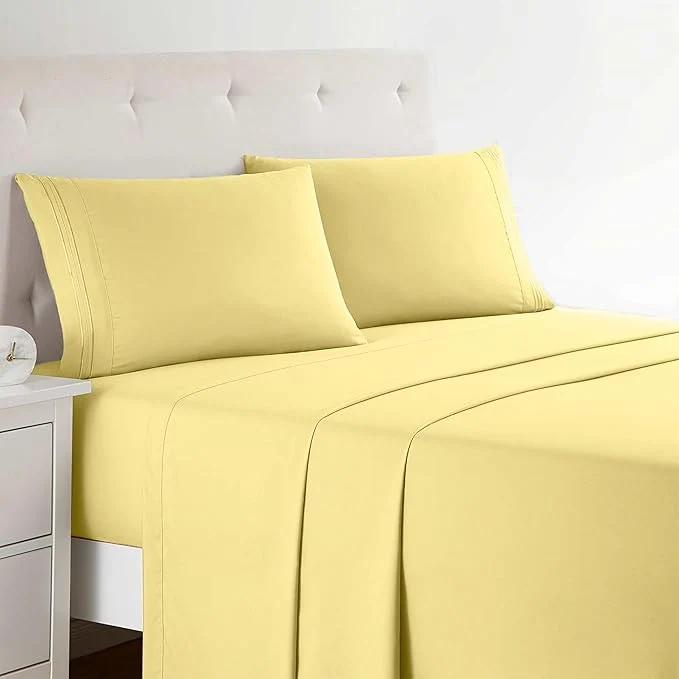 Exclusive Clara Clark Bed Sheets Premier 1800 Series 4 Piece Bed Sheet Set Deep Pocket Wrinkle Fade Stain Resistant Luxury Soft Bedding Sheets amp Pillowcases Split King Custard Mellow Effective