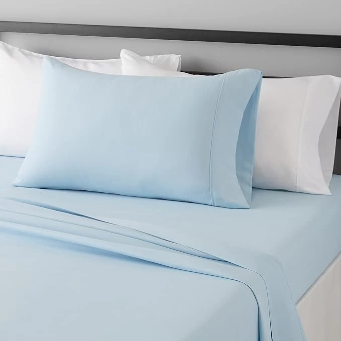 Reliable Amazon Basics Lightweight Super Soft Breathable Easy Care Microfiber 3-Piece Bed Sheet Set with 14-Inch Deep Pockets Twin XL Light Blue Solid Official