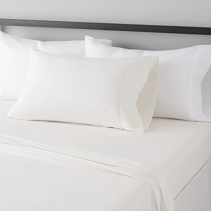 Convenient Amazon Basics Lightweight Breathable Wrinkle- Brushed Microfiber 3 Piece Bed Sheet Set with 14-Inch Deep Pockets Twin Cream Solid Recyclable