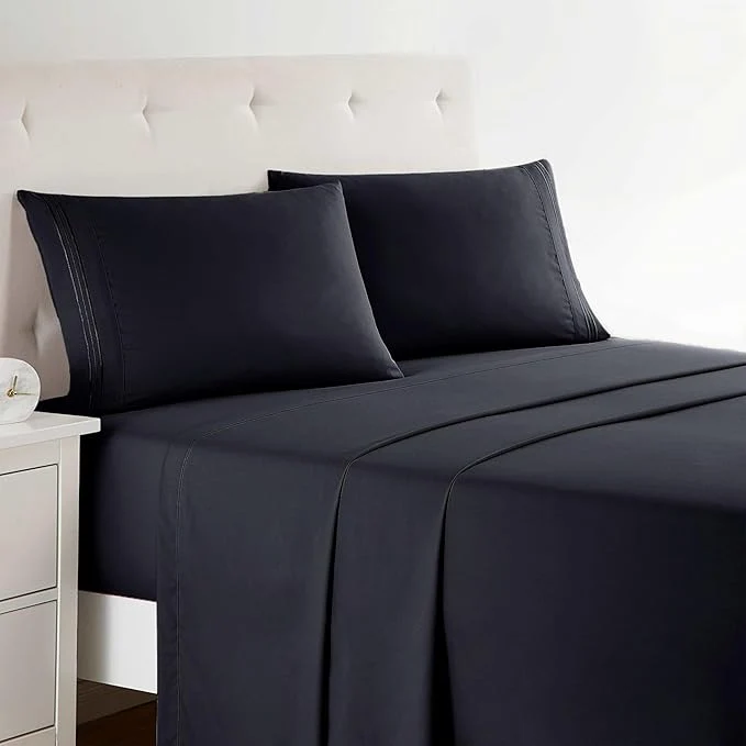 Fashionable Clara Clark 1800 Premier Series 4pc Bed Sheet Set - King Black Reusable