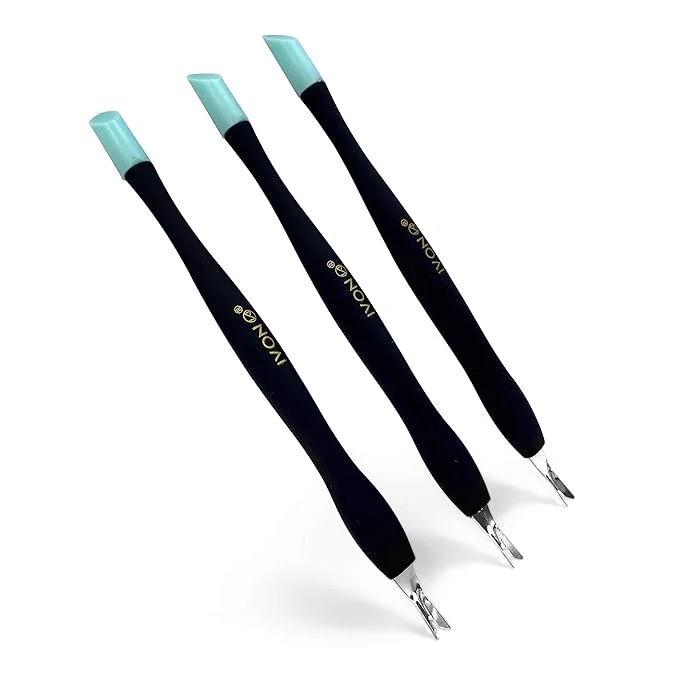 Eco-Friendly IVON 3 Pack Cuticle Trimmer Pusher Remover Rubber Tip Gentle on Nail Bed Elegant