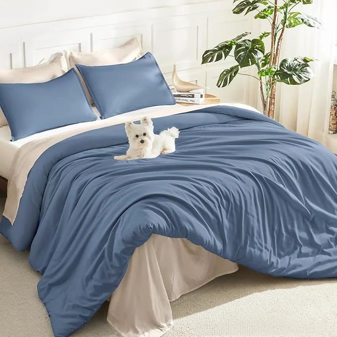 Eco-Friendly Litanika Comforters Twin XL Size Haze Blue 2 Pieces Lightweight Solid Bedding Set amp Collections All Season Fluffy Bed Set 68x92 Inches Comforter amp 1 Pillowcase Reusable