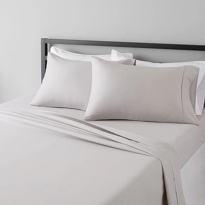 Proven Amazon Basics Lightweight Super Soft Breathable Wrinkle- Brushed Microfiber 4-Piece Bed Sheet Set with 14-Inch Deep Pockets King Light Gray Solid Selected