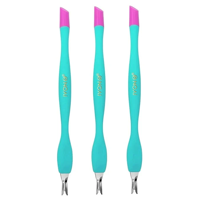 Unique IVON 3pcs Cuticle Trimmer Pusher Rubber Tip Soft on Nail Bed Organic