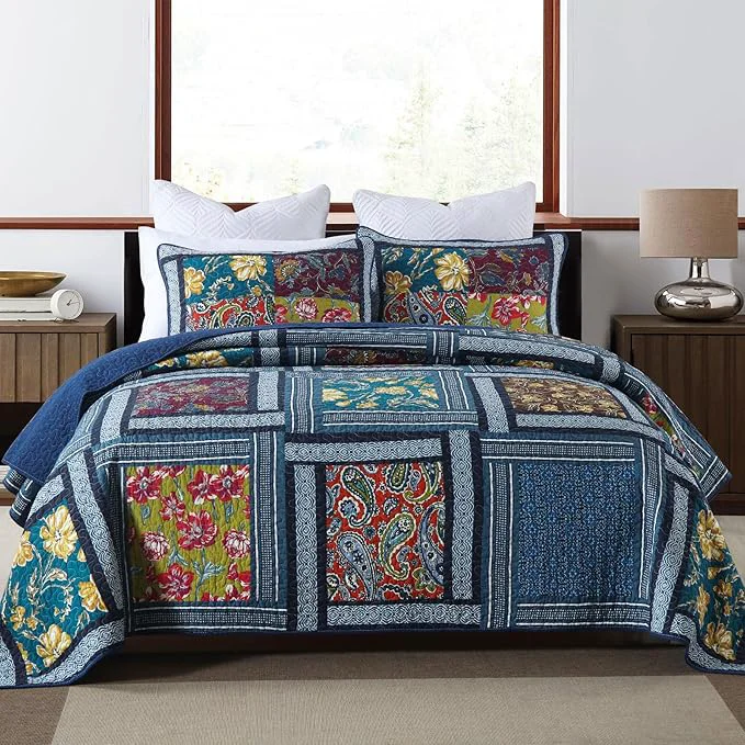 Proven Secgo King Comforter Set for Bed - Cotton Quilts Queen Size Black Bedspreads 96 104 Inch with 2 Pillow Shams Solid