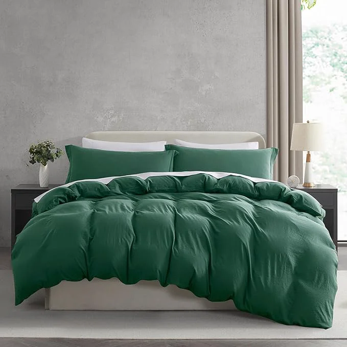 Lightweight Nestl Dark Green California King Duvet Cover Sets - Soft Prewashed Cal King Duvet Cover 3 Piece with Zipper Closure 1 Duvet Cover 104x98 inches and 2 Pillow Shams Outstanding