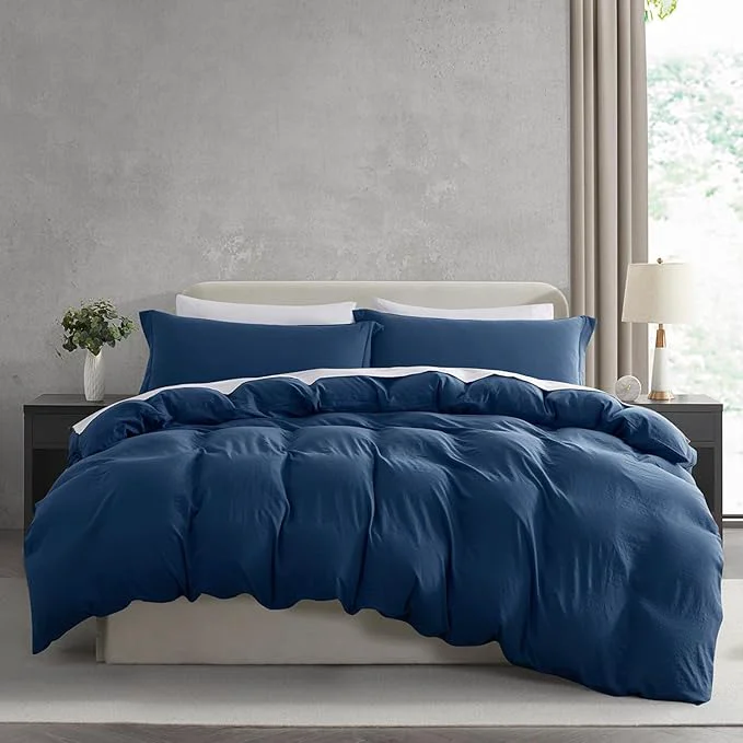 Healthy Nestl Twin Duvet Cover Set - Soft Prewashed Navy Blue Duvet Cover Twin Twin XL 2 Piece with Zipper Closure 1 Duvet Cover 68x90 inches and 1 Pillow Sham Elite