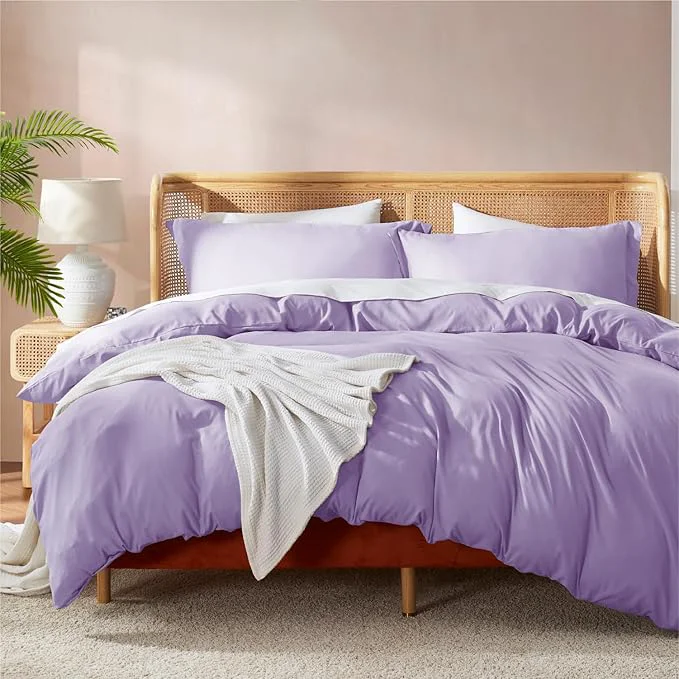 Top-Quality Nestl Twin Duvet Cover Set - Soft Double Brushed Lavender Duvet Cover Twin XL 2 Piece with Button Closure 1 Duvet Cover 68x90 inches and 1 Pillow Sham Eco-Friendly